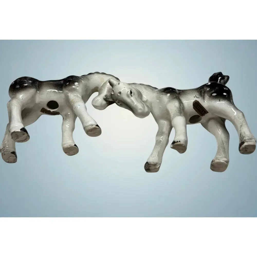 Vintage Japan Horse Foal Salt Pepper Shakers Pair Mid Century Ceramic
